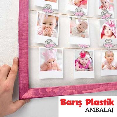 Ahşap Mandal 6'Lı Pembe Emzik Figürlü - 2
