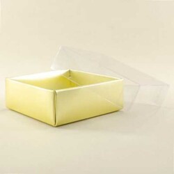 Asetat Kapaklı Gold Karton Kutu 9x9x3 Cm - 