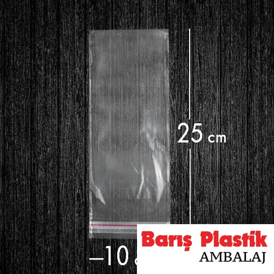 Bantlı Jelatin Poşet Şeffaf Torba 10x25 Cm / 2 Kg - 1