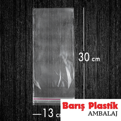 Bantlı Jelatin Poşet Şeffaf Torba 13x30 Cm / 2.5 Kg