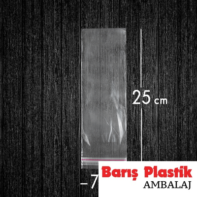 Bantlı Jelatin Poşet Şeffaf Torba 7x25 Cm / 2 Kg