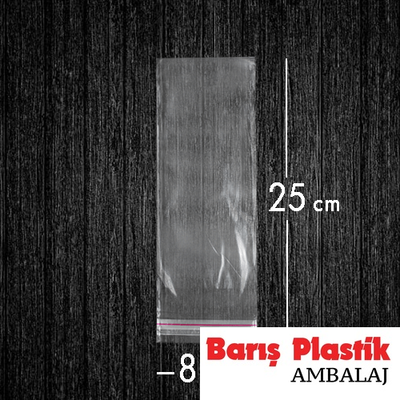 Bantlı Jelatin Poşet Şeffaf Torba 8x25 Cm / 2.25 Kg - 1