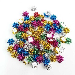 Fiyonk Süs Parlak Metalik Karışık Renkli Yapışkanlı 100'Lü - 