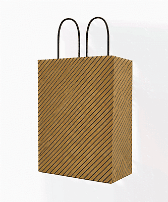 Kağıt Çanta Büklüm Sap 26x32x12 Çizgili 25 Parça - 1