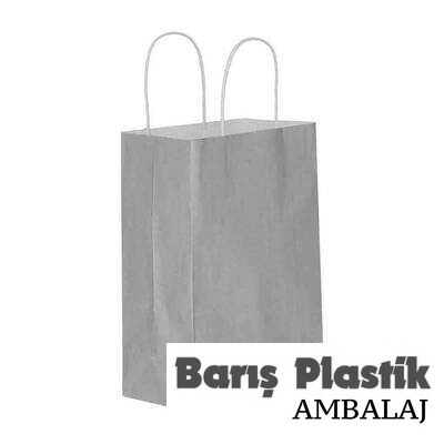 Kağıt Çanta Büyük Boy 31 x 41 Cm Gümüş 25'li - 1
