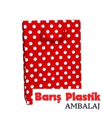 Karton Çanta 17 x 25 Cm Puanlı Kırmızı 25 ′li - 1