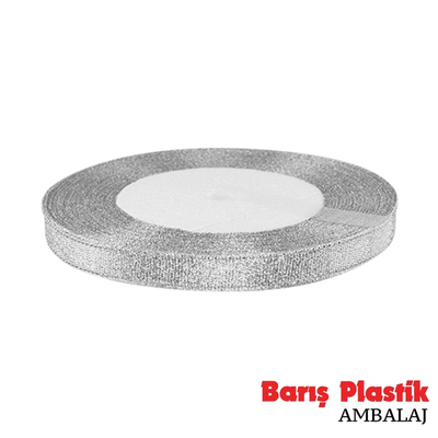 Kurdele Saten 1 Cm 10 Metre Simli Gümüş - 2