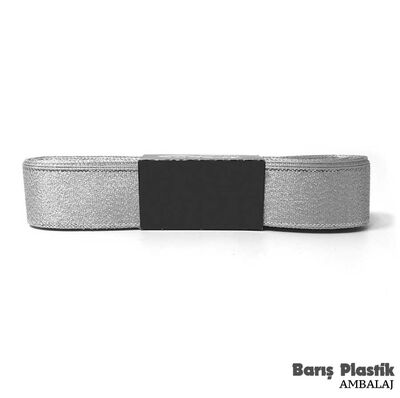 Kurdele Saten 2 Cm 10 Metre Simli Gümüş - 1
