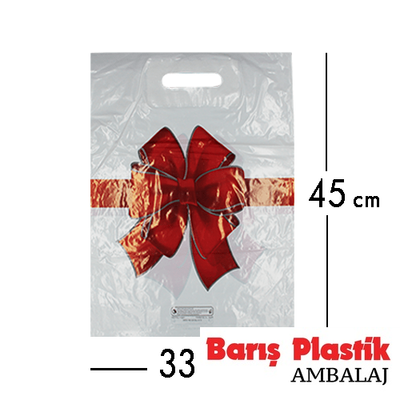 Takviyeli Beyaz Kurdeleli Poşet 33x45 50li - 1