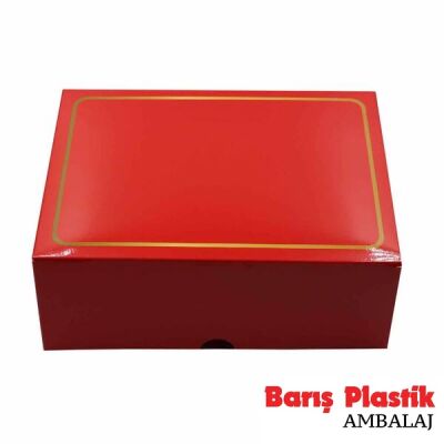 Katlama Kutu Gold Çizgi Detaylı Kırmızı 17*24*8 cm - 2